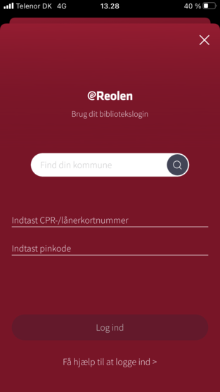 screenshot af ereolens login-side