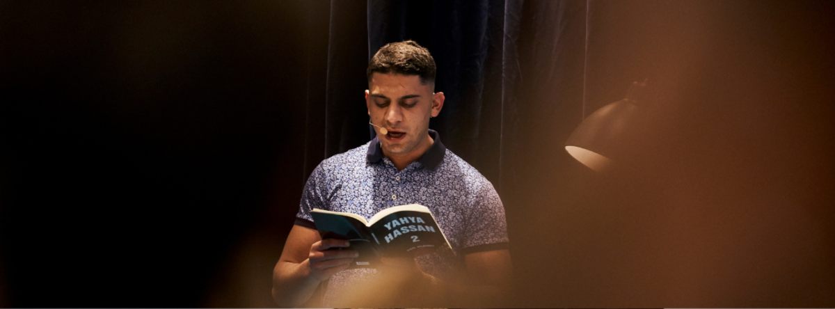 Billede af Yahya Hassan fra Bogforum. Foto: Martin Hansen Gyldendal 2019