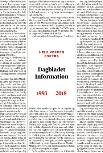 : Hele verden forfra - Dagbladet Information 1993-2018