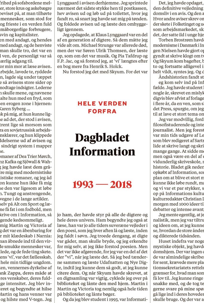 : Hele verden forfra - Dagbladet Information 1993-2018